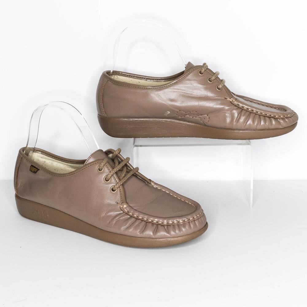 SAS Women's Comfort Shoes Handsewn USA Loafers Lace Up Tan NO SIZE | AI
